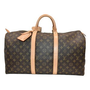 LOUIS VUITTON Keepall Monogram Brown Coated Canvas Boston Bag Travel Classic